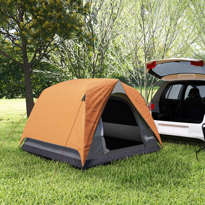 3-4 Person Camping Tent, Easy Set Up Waterproof Dome Tent with Sewn-in Groundsheet, Mesh Windows