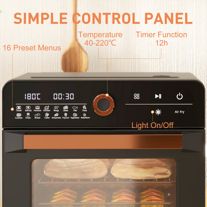 Air Fryer Oven, 20L Mini Oven, Multifunction Countertop Convection Oven with 16 Presets, Adjustable Temp and Time, 1400W