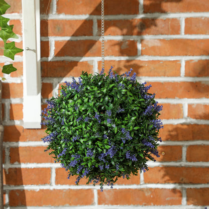 Set of 2 Artificial Plant Topiary Balls, UV-protected Fake Decorative Plants, Purple