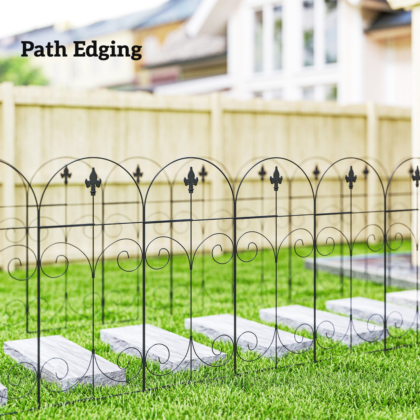 Decorative Garden Fencing, 8PCs 44in x 12.5ft Outdoor Picket Fence Panels