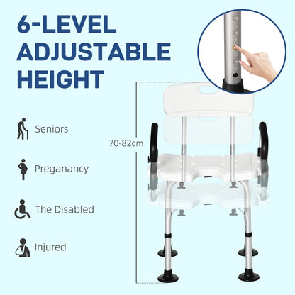 Shower Chair for the Elderly and Disabled, Height Adjustable Shower Stool with Back and Flipped Padded Arms