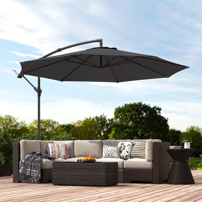 3 m Overhanging Cantilever Parasol, with Cross Base - Black