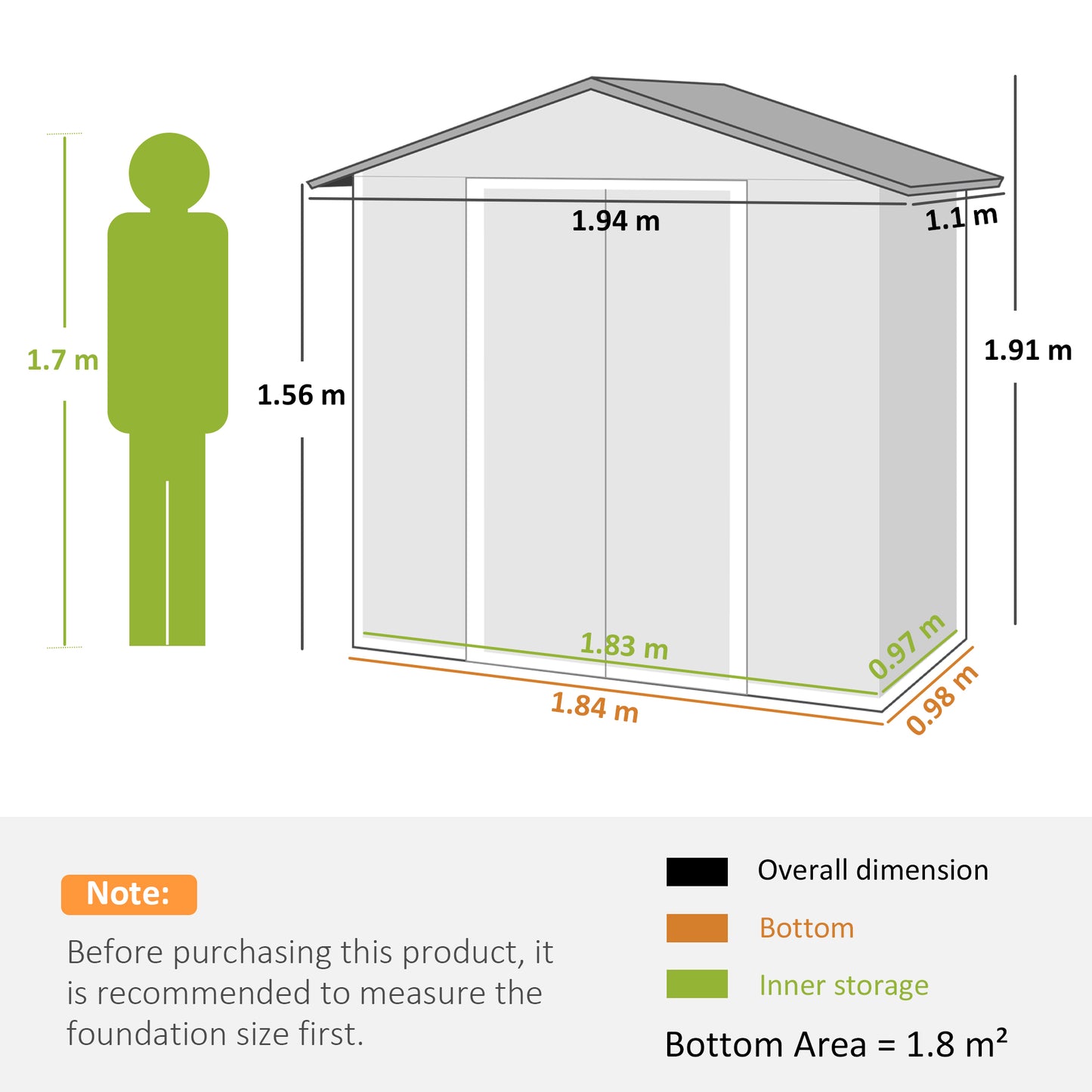 6.5 x 3.5ft Metal Garden Storage Shed - Brown Wood Effect