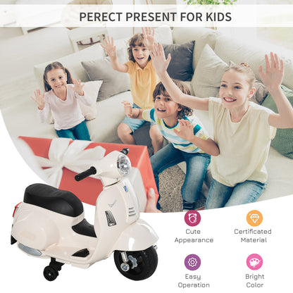 Vespa Licensed 6V Kids Electric Motorbike Ride On Motorcycle Battery Powered for 18-36 Months with Horn Light White