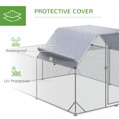 Walk In Chicken Run Chicken Coop with Roof Outdoor for 10-12 Chickens, Hen House, Duck Pen, 2.8 x 3.8 x 2 m