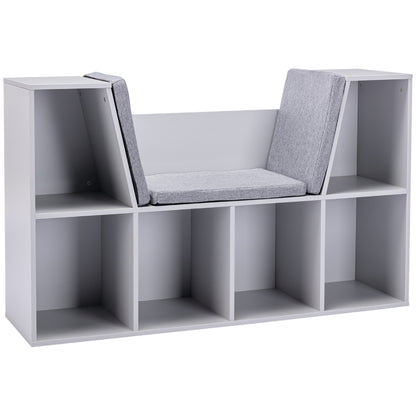 Kids Bookcase Shelf Storage Cabinet Unit, Living Room Sideboard w/ Six Compartments for Toys, Books - Grey