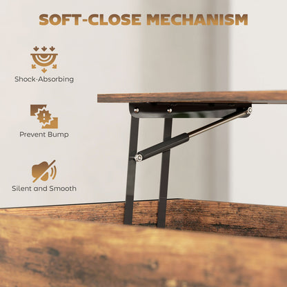 Lift-Top Coffee Table, with Storage - Rustic Brown