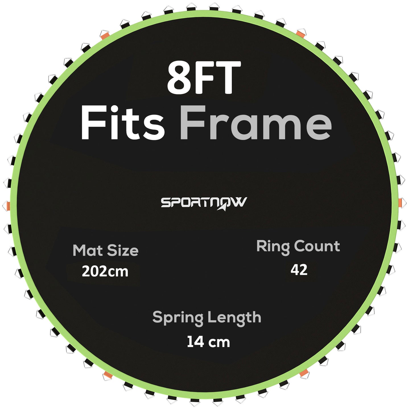 Trampoline Replacement Mat with Spring Pull Tool, 42 V-Hooks, for 8ft Trampoline using 14cm Springs, Green