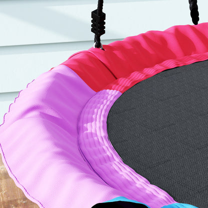 Tree Swing Seat, 120cm Kids Saucer Swing with Adjustable Ropes and Tree Straps, 300kg Capacity, Multicolour