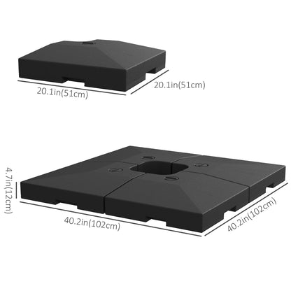 4 Pieces Fillable Parasol Base, Heavy Duty Umbrella Weights for Cross Stand, Square Holder for Cantilever Parasol
