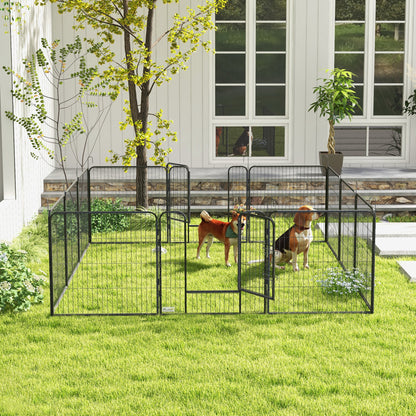 12 Panels Heavy Duty Puppy Playpen, for Small Dogs, Indoor and Outdoor Use - Silver