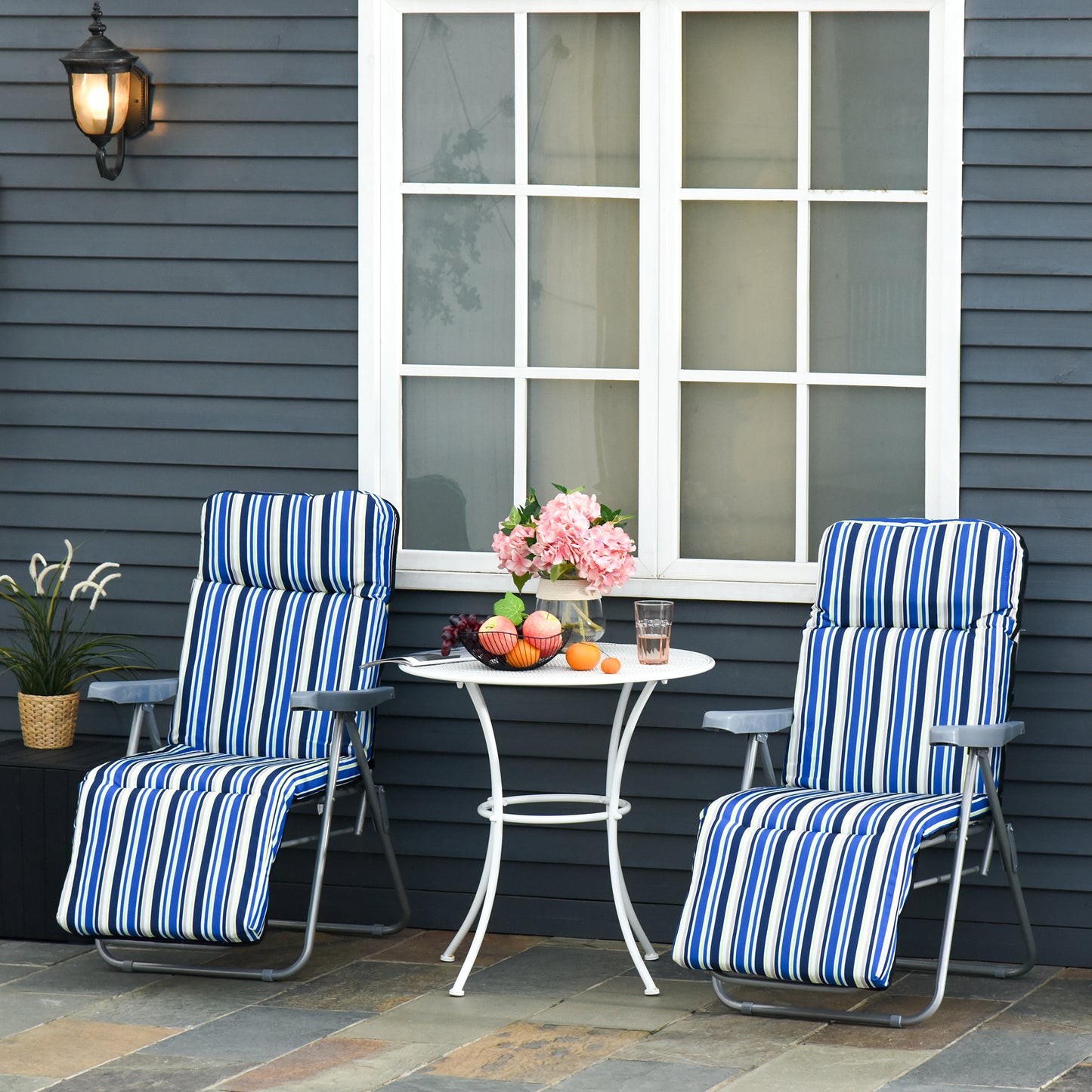 Reclining Garden Chair Set of 2, 5-Level Adjustable Zero Gravity Chairs with Cushions