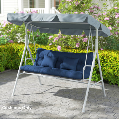 Outdoor Seat Cushions Back Cushion with 2 Pillows, Water Repellent Seat Pads for 3-Seater Chair, Dark Blue
