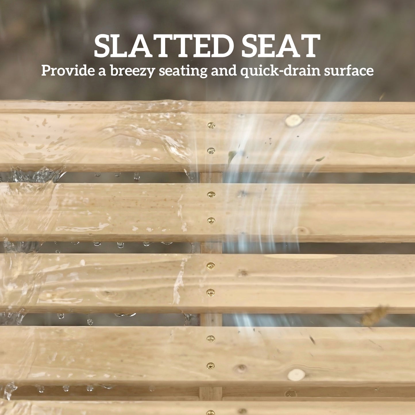 Wooden Outdoor Bench, 2 Seater Garden Bench, Backless Patio Bench with Slatted Curved Seat, Natural Wood Finish