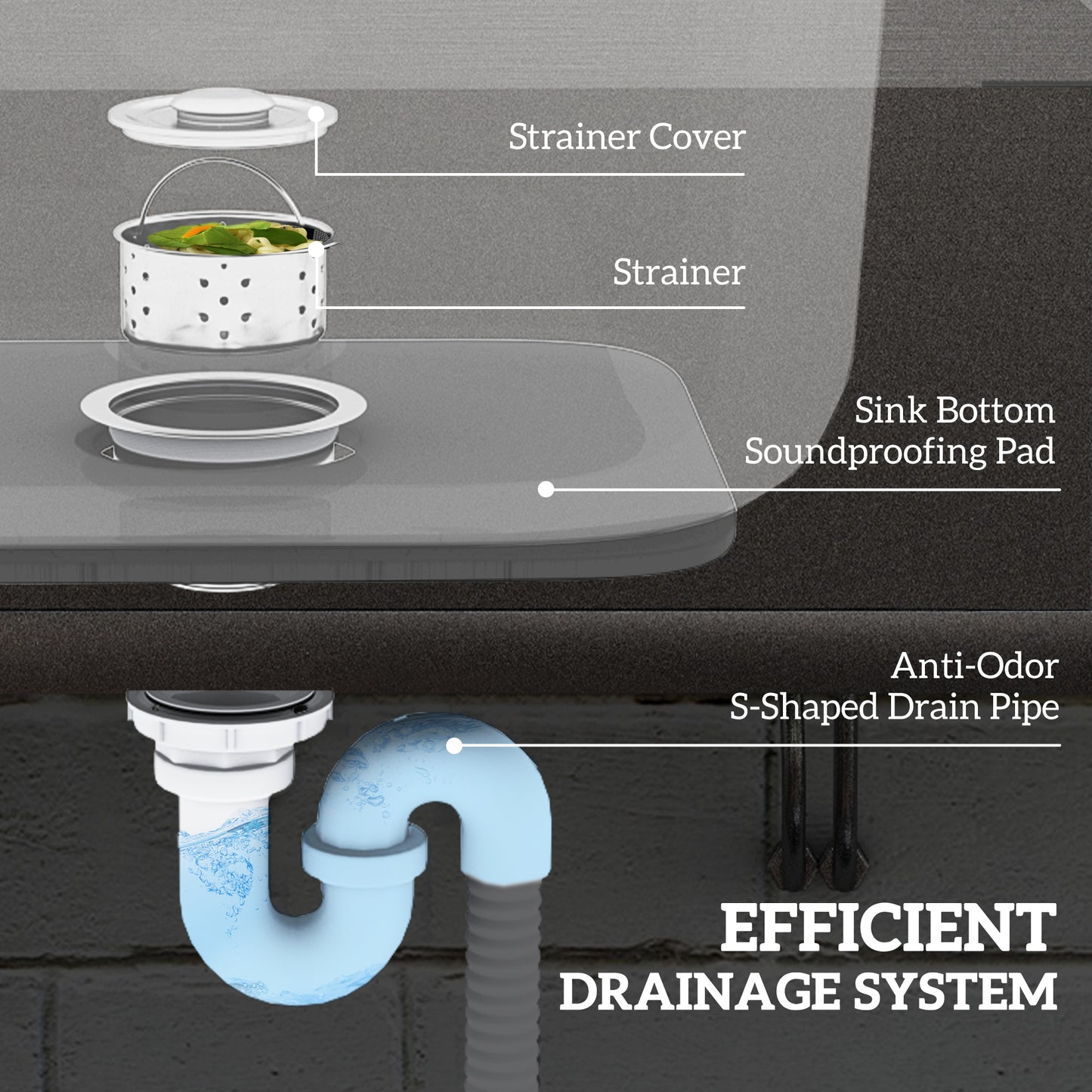 Outdoor Utility Sink, Stainless Steel Free Standing Single Bowl Kitchen Sink with Cold and Hot Water Pipe and Storage Shelf f
