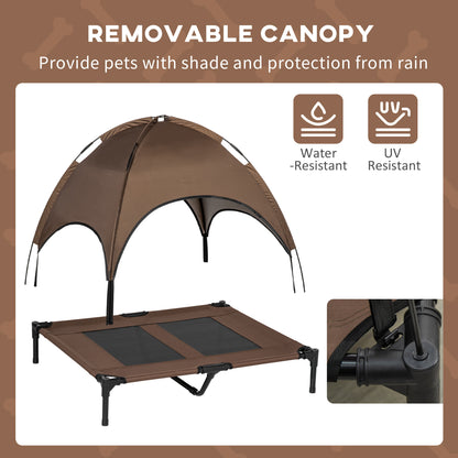 Outdoor Dog Bed with Removable Canopy, Portable Raised Dog Bed for Camping, Garden & Beach