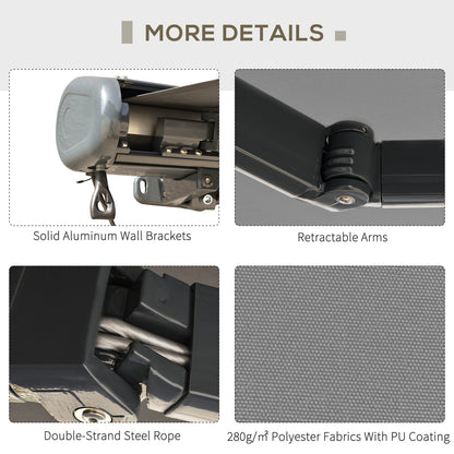 3 x 2.5m Electric Awning with Remote Controller, Aluminium Frame DIY Retractable Awning