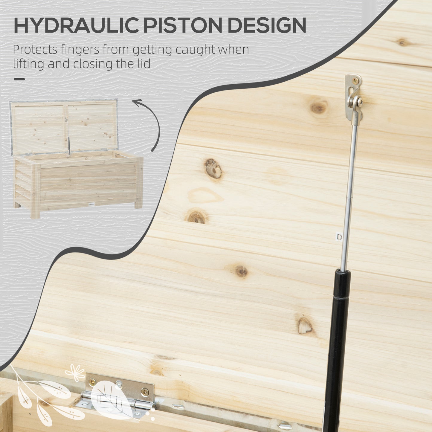 155L Outdoor Storage Box with Metal Top and Shutter Walls, Wooden Outside Tool organiser Container, for Garden, terrace