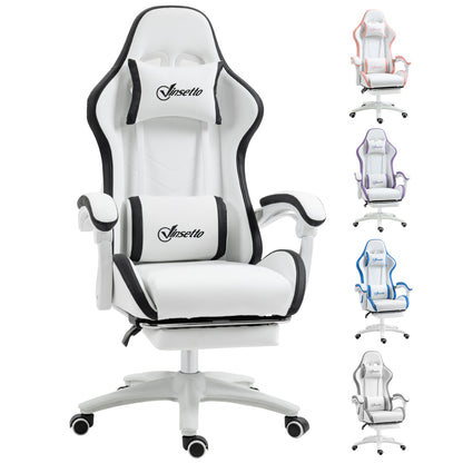 Gaming Chair, Computer Gamer Chair with Reclining High Back, Headrest, Lumbar Support, Footrest, Swivel Wheels, PU Leather