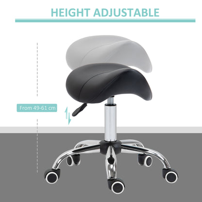 Cosmetic Stool 360° Rotate Height Adjustable Salon Massage Spa Chair Hydraulic Rolling Faux Leather Saddle Stool Mobility