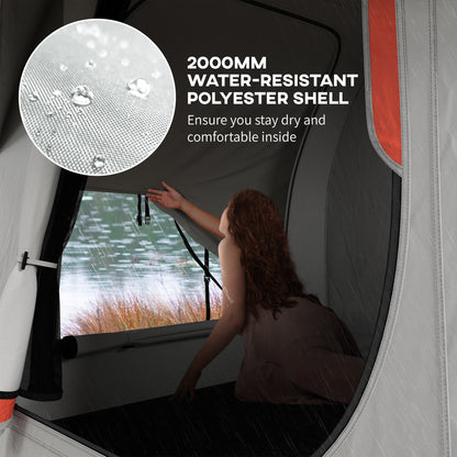 SUV Car Tent for Camping, Waterproof PU2000mm, 5 Man Tailgate Tent, 2.4 x 2.1 m, Grey and Orange