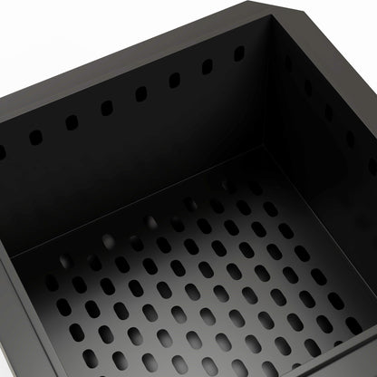 Smokeless Fire Pit, 48 cm Portable Wood Burning Firepit, Square Metal Bonfire Stove with Poker, Black