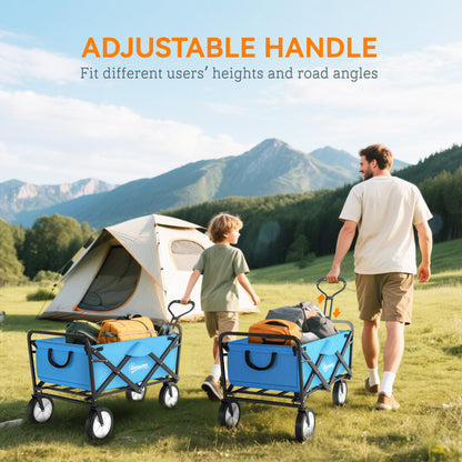 135L Festival Trolley on Wheels, Folding Wagon Camping Trolley Cart with Adjustable Handle, Dual Brakes