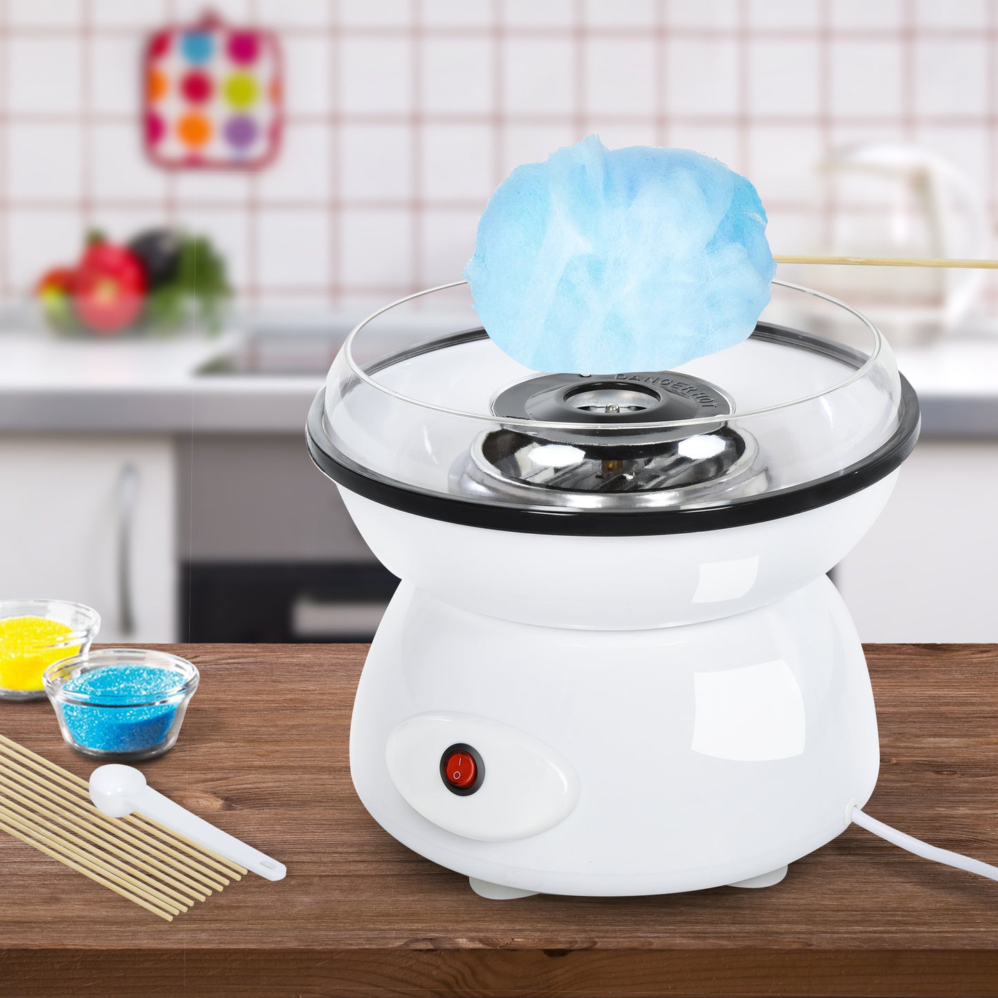 450W Candy Floss Machine, Professional Automatic Cotton Candy Sweet Machine with Candyfloss Sticks, Spoon, Splash Guard