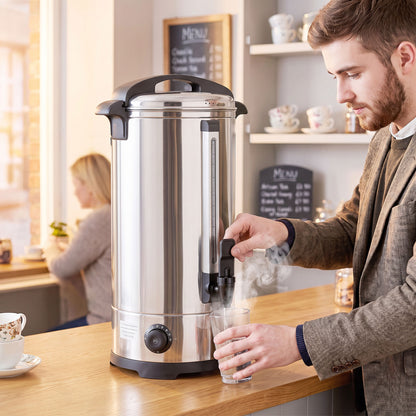 24L Catering Urn, 2500W Stainless Steel Hot Water Boiler Dispenser with Thermostat, Keep Warm Function and Easy Pour Tap