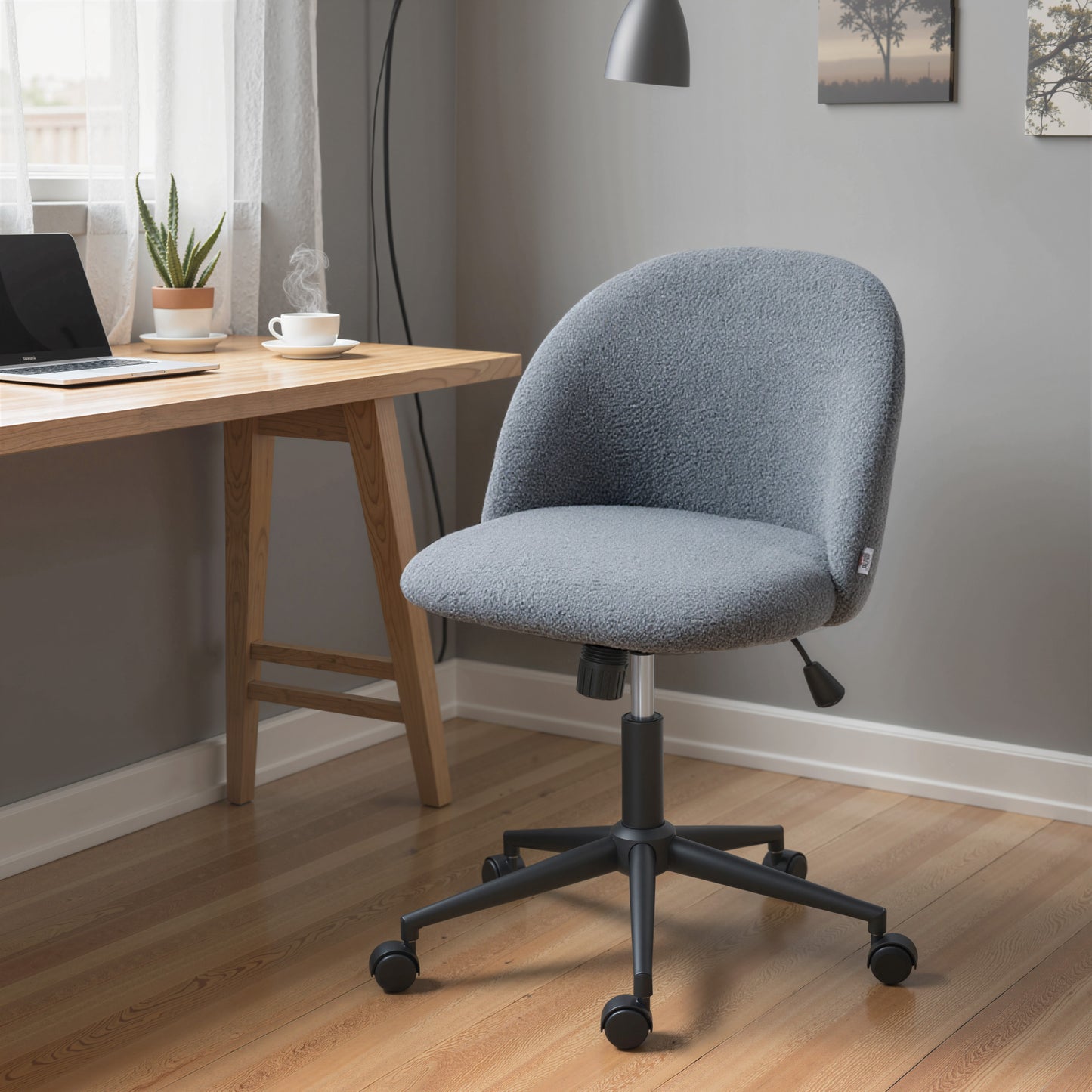Teddy Fleece Office Chair with Wheels - Grey