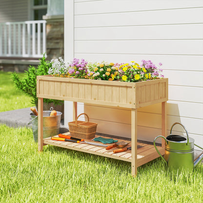 Garden Wooden Planters, Rectangular 8 Compartment Plant Stand, Oak Tone