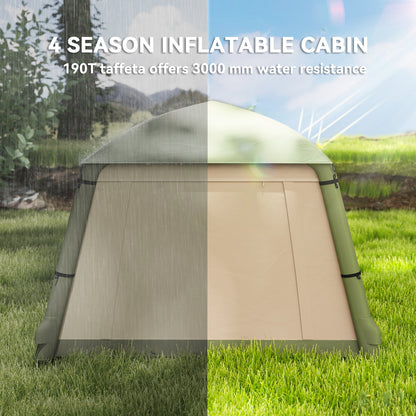 Inflatable Camping Tent w/ Hand Pump, Easy Setup 1/2 Person Blow Up Tent Waterproof 190T Taffeta w/ Mesh Windows