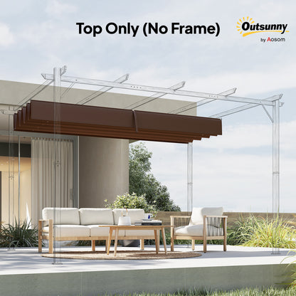 Pergola Cover Roof, 2.86 x 2.45 m Retractable Sun Shade Top for 3 x 2m Pergola Frame, UV30+ Protected, Coffee