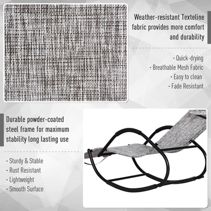 Steel Frame Zero Gravity Rocking Lounge Chair w/ Pillow Grey
