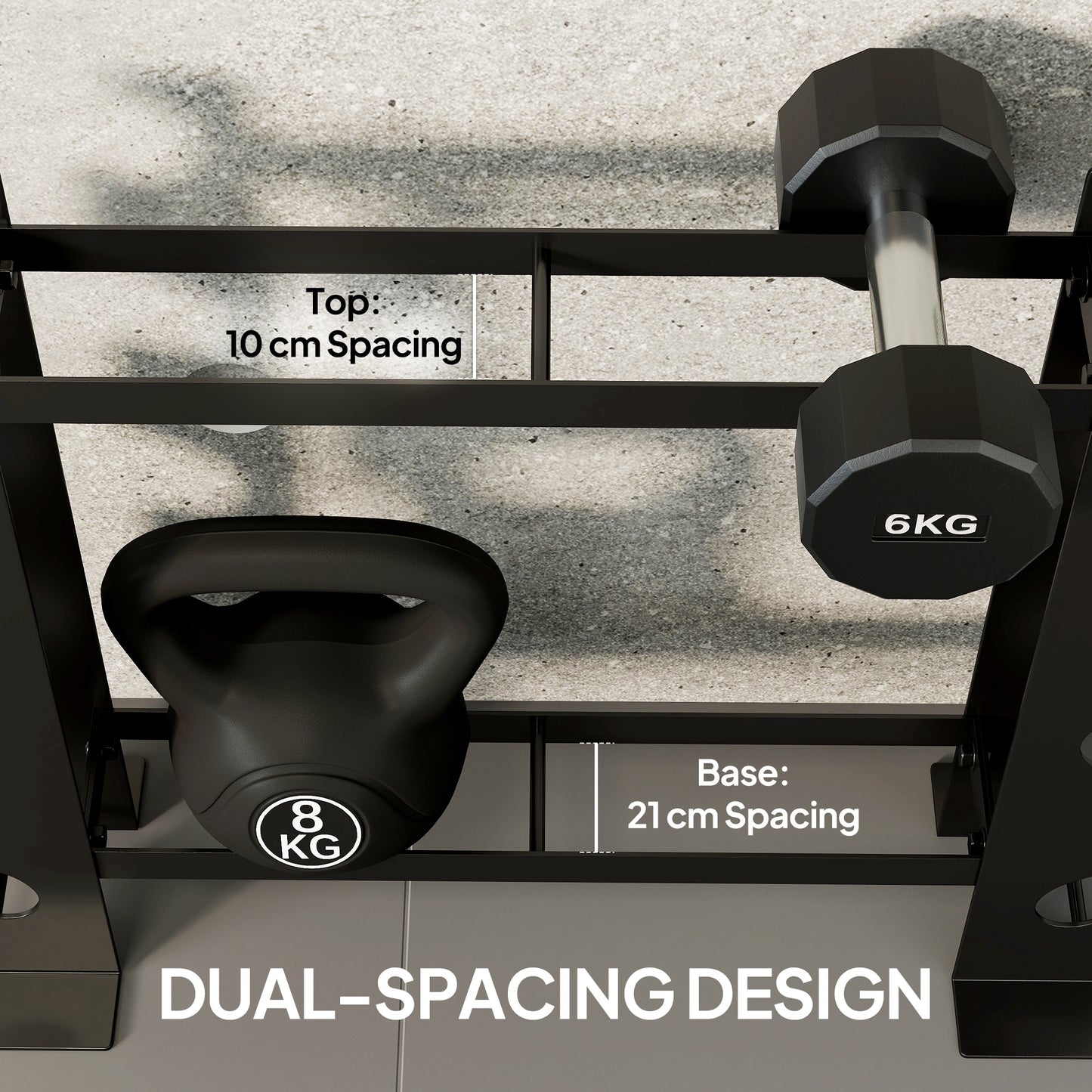 4-Tier Dumbbell Rack, Heavy-Duty Weight Rack for Dumbbells, Kettlebells and Multiple Balls, 200 KG Capacity, Black