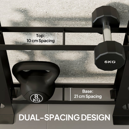 4-Tier Dumbbell Rack, Heavy-Duty Weight Rack for Dumbbells, Kettlebells and Multiple Balls, 200 KG Capacity, Black