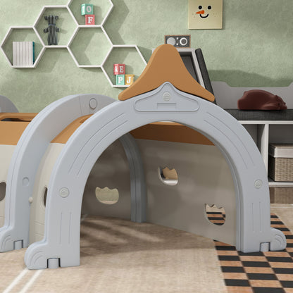Monkey-Design Kids Play Tunnel for Crawling, Climbing, for ages 3-6 Years, Brown