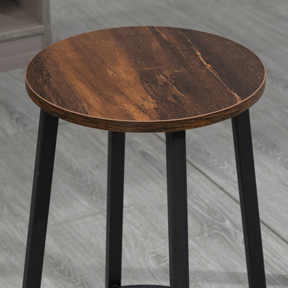 Bar Stools, Set of 2 Kitchen Breakfast Stools with Sturdy Steel Frame, Industrial Tall Bar Chairs, 65cm High Seat