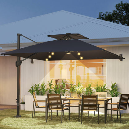 Multi-Angle LED Light Parasol Umbrella - Black