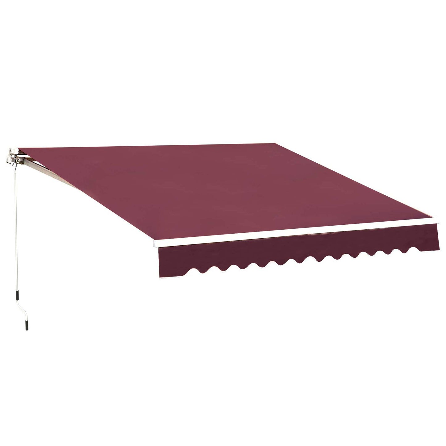 3 x 2.5m Manual Retractable Awning for Patio 45-75° Sun Canopy with Waterproof Fabric - Wine Red