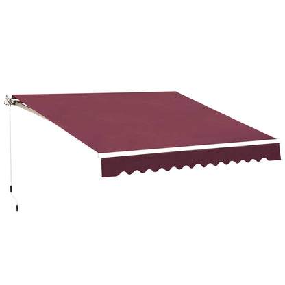 3 x 2.5m Manual Retractable Awning for Patio 45-75° Sun Canopy with Waterproof Fabric - Wine Red