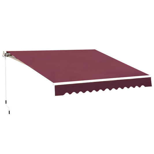 3 x 2.5m Manual Retractable Awning for Patio 45-75° Sun Canopy with Waterproof Fabric - Wine Red