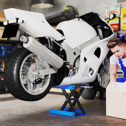 500KG Motorcycle Lift Scissor Jack, Height Adjustable Motorbike Stand with Anti-Slip Wide Deck