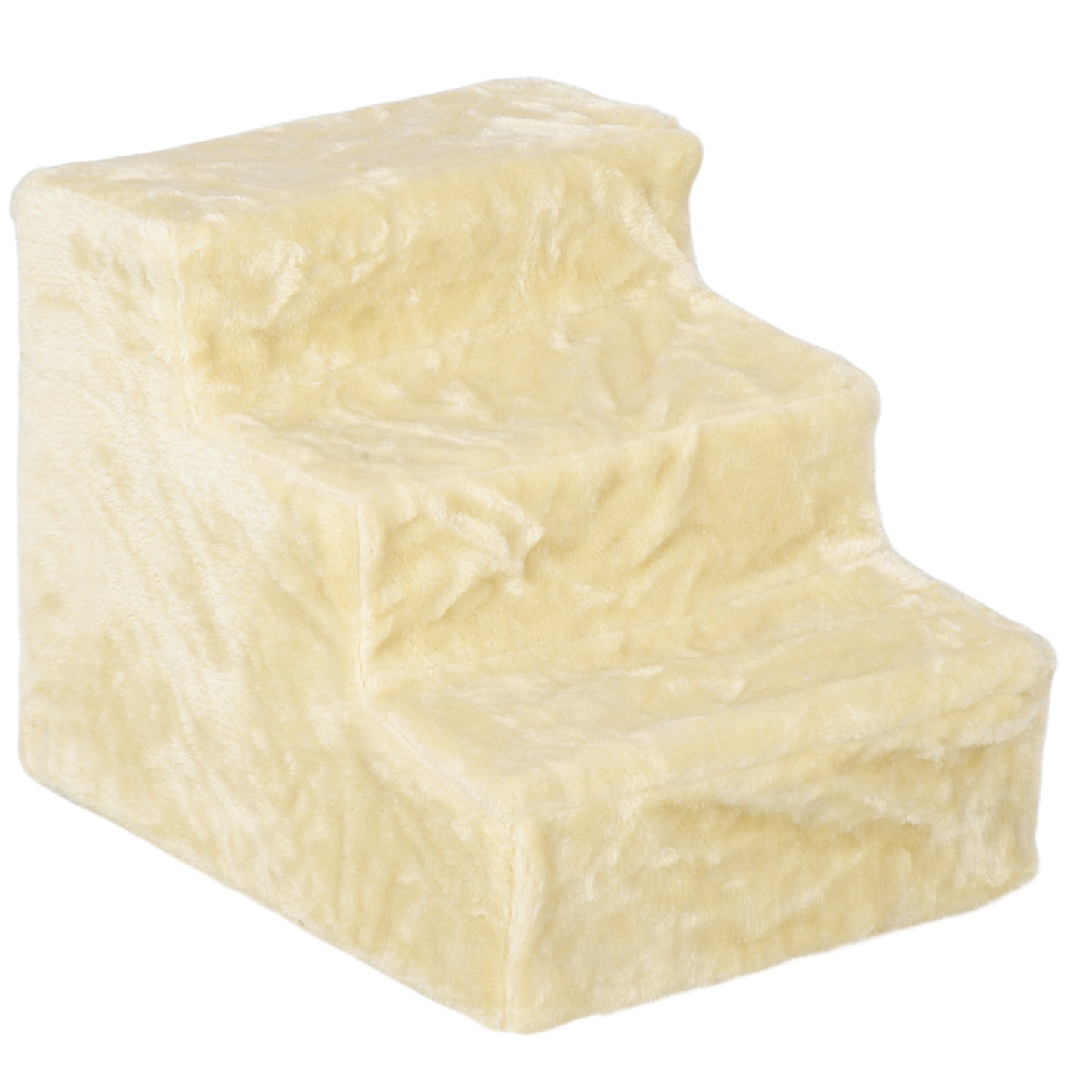 Three-Step Dog Stairs, with Washable Plush Cover, for High Bed Sofa, Dog Stairs for Small Dog and Cat - Beige