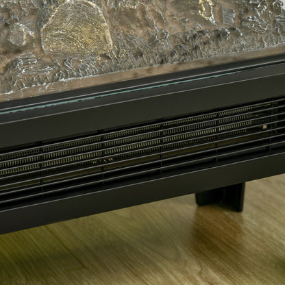 180° Charming Electric Fireplace Heater, Quiet Freestanding Stove with LED Flame Effect, 3-Sided Tempered Glass Panels