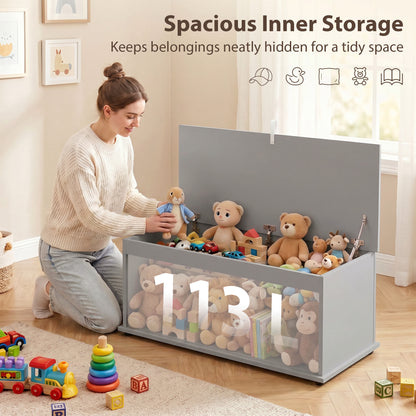 Storage Chest, Large 113L Blanket Box, Shoe Bench with Safety Hinged Lid, Storage Trunk, Bed End Bench for Bedroom, Hallway