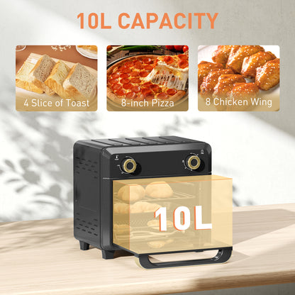 10L Air Fryer Oven, Mini Oven, Oil Free Cooking, Grill, Roast, Bake, with Adjustable Temperature, Timer, Dishwasher Safe