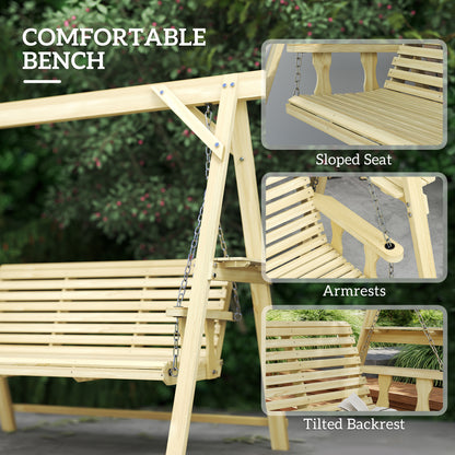 Three-Seater Wooden Swing Bench