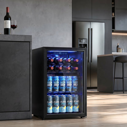70L Drinks Fridge, 70 Can Under Counter Freestanding Beer Fridge with LED Light