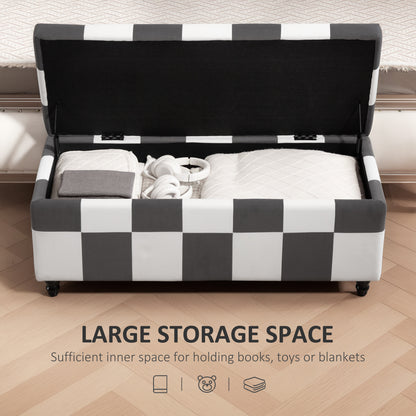 Storage Ottoman, Storage Bench with Wood Legs, Footstool, Footrest with Velvet Surface for Bedroom, Hallway, Living Room